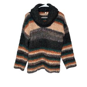 Moth Anthropologie Murray Striped Mohair Wool Turtleneck Chunky Sweater Small